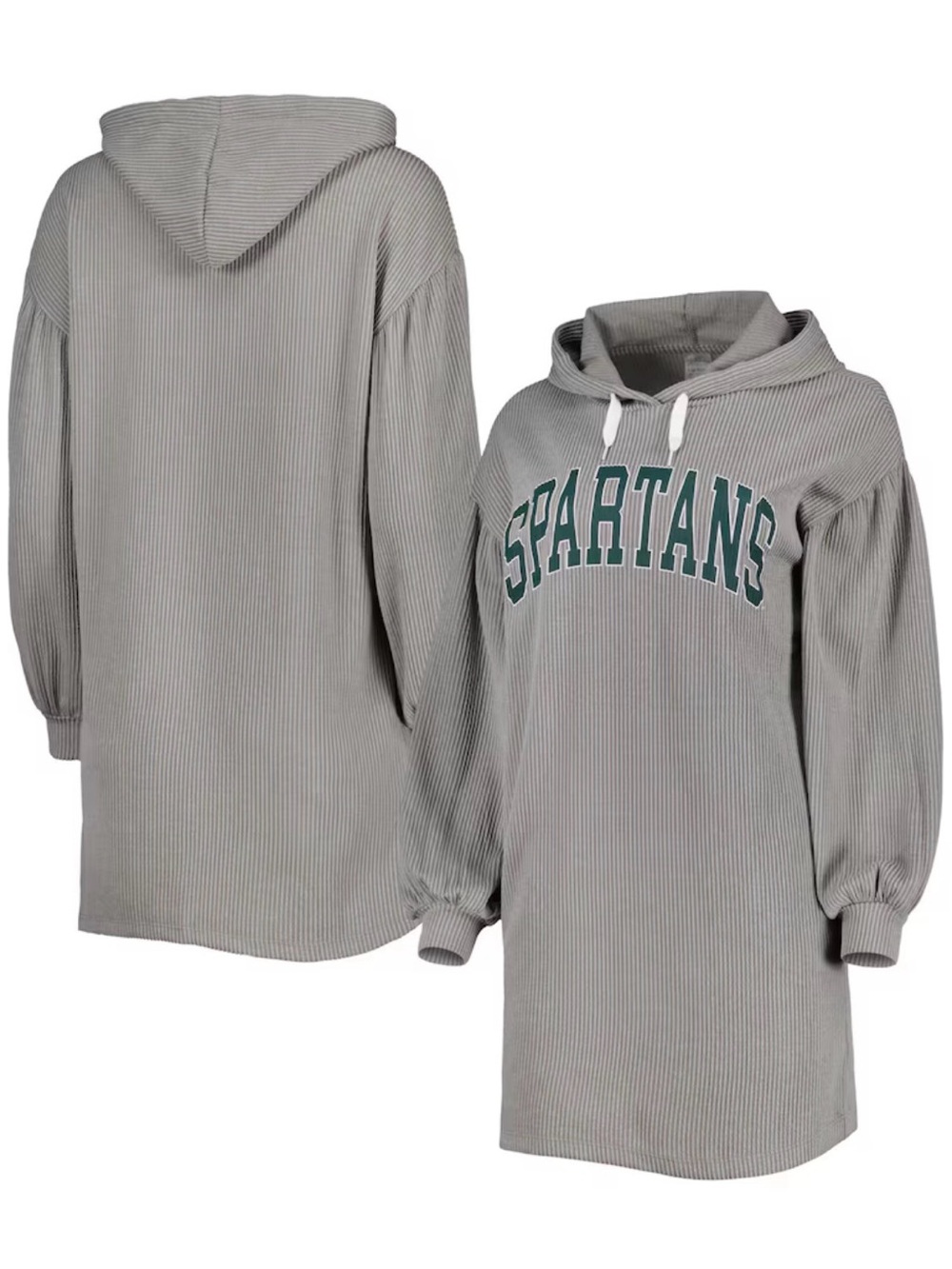 Gameday Couture Michigan State Women's Ribbed Hooded Mini Dress With Stretch Med